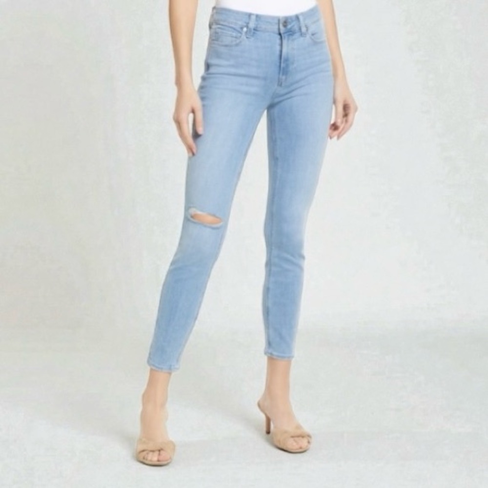 Paige Hoxton Ankle Skinny Jeans Folklore Destructed Light Wash Size 25